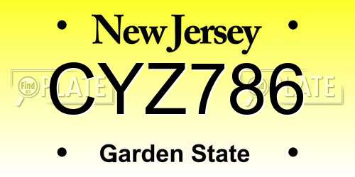 CYZ786 New Jersey License Plate