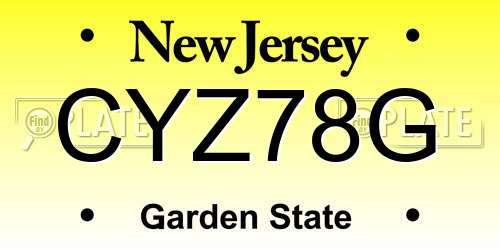 CYZ78G New Jersey License Plate