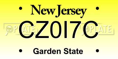 CZ0I7C New Jersey License Plate