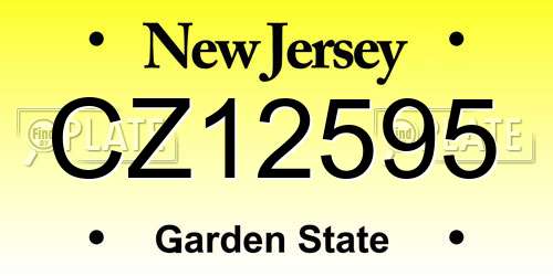 CZ12595 New Jersey License Plate