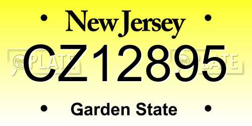 CZ12895 New Jersey License Plate