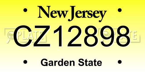 CZ12898 New Jersey License Plate