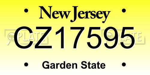 CZ17595 New Jersey License Plate