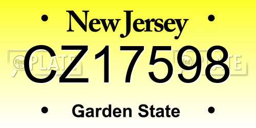 CZ17598 New Jersey License Plate
