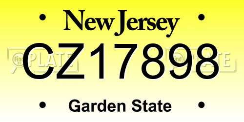 CZ17898 New Jersey License Plate