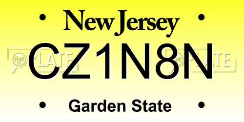 CZ1N8N New Jersey License Plate