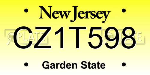 CZ1T598 New Jersey License Plate