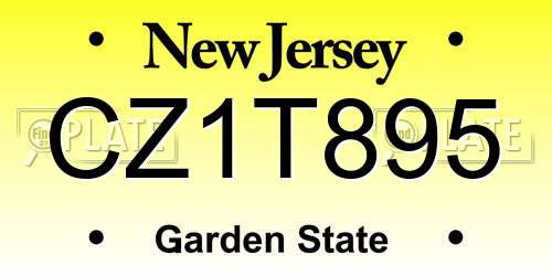 CZ1T895 New Jersey License Plate