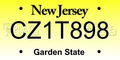 CZ1T898 New Jersey License Plate