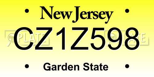 CZ1Z598 New Jersey License Plate