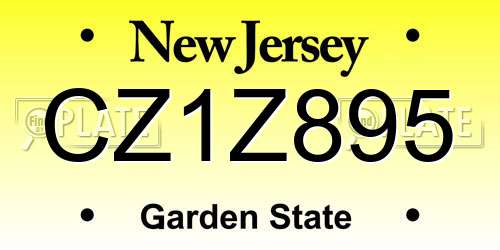 CZ1Z895 New Jersey License Plate