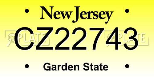CZ22743 New Jersey License Plate