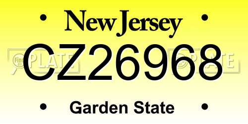 CZ26968 New Jersey License Plate