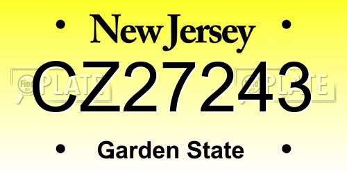 CZ27243 New Jersey License Plate