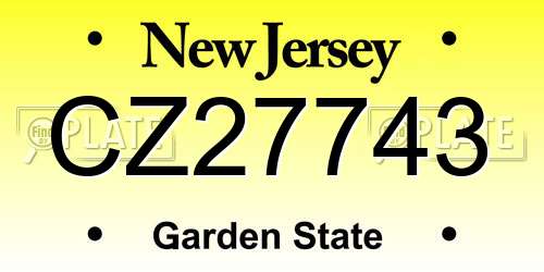 CZ27743 New Jersey License Plate