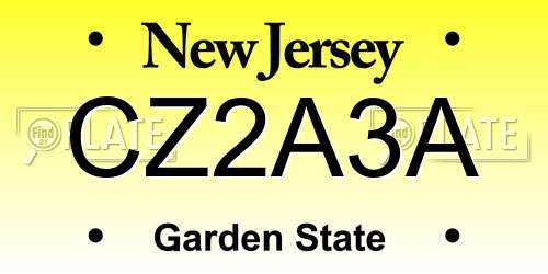 CZ2A3A New Jersey License Plate