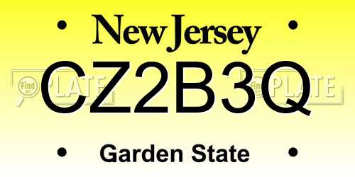 CZ2B3Q New Jersey License Plate