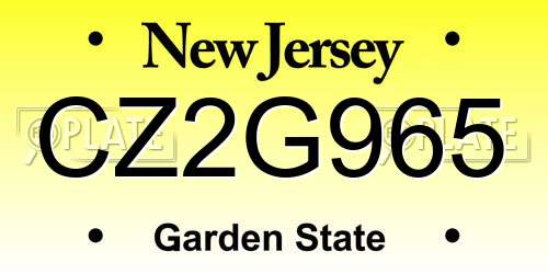 CZ2G965 New Jersey License Plate