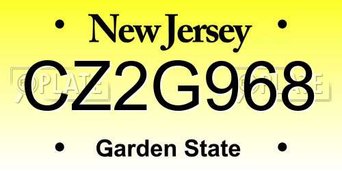 CZ2G968 New Jersey License Plate