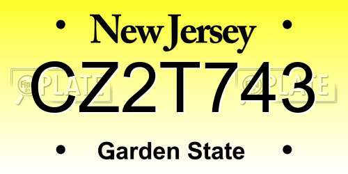 CZ2T743 New Jersey License Plate