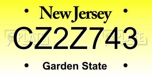 CZ2Z743 New Jersey License Plate