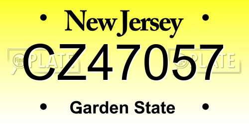CZ47057 New Jersey License Plate