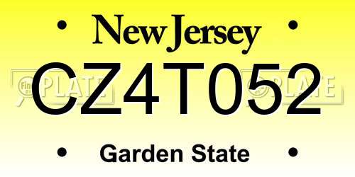 CZ4T052 New Jersey License Plate