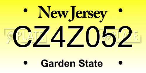 CZ4Z052 New Jersey License Plate