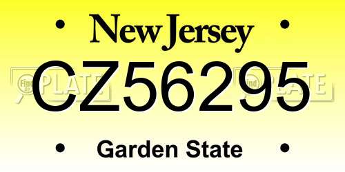 CZ56295 New Jersey License Plate