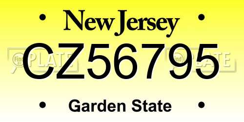 CZ56795 New Jersey License Plate