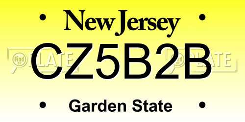 CZ5B2B New Jersey License Plate