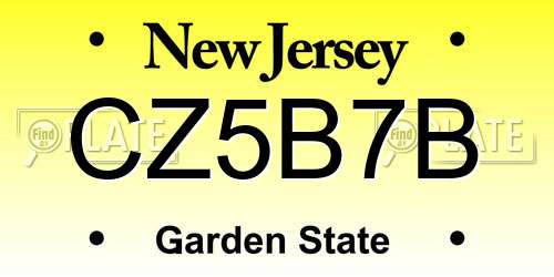 CZ5B7B New Jersey License Plate