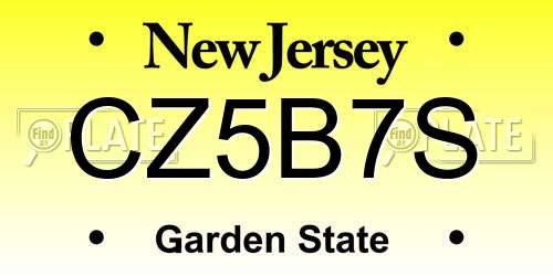 CZ5B7S New Jersey License Plate