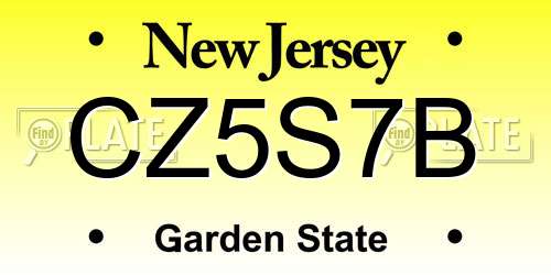 CZ5S7B New Jersey License Plate
