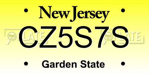 CZ5S7S New Jersey License Plate
