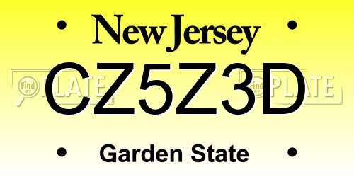 CZ5Z3D New Jersey License Plate