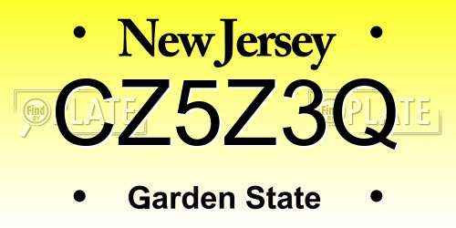 CZ5Z3Q New Jersey License Plate