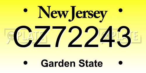 CZ72243 New Jersey License Plate