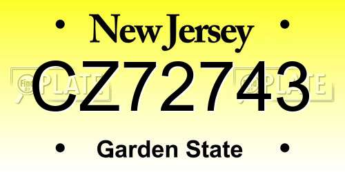 CZ72743 New Jersey License Plate