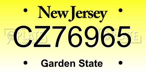 CZ76965 New Jersey License Plate