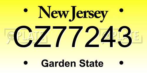CZ77243 New Jersey License Plate