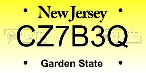 CZ7B3Q New Jersey License Plate