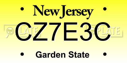 CZ7E3C New Jersey License Plate