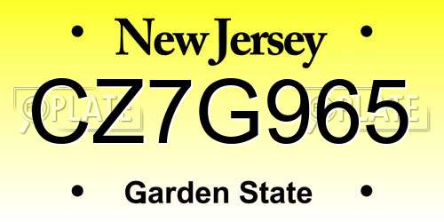 CZ7G965 New Jersey License Plate