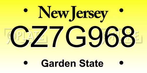 CZ7G968 New Jersey License Plate