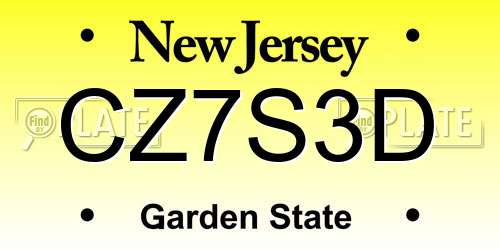CZ7S3D New Jersey License Plate