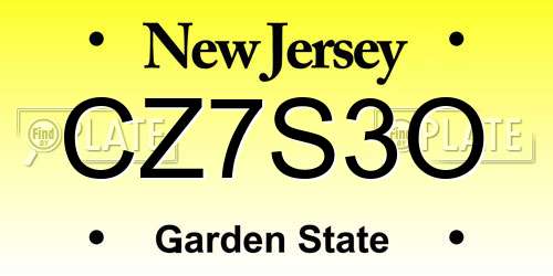 CZ7S3O New Jersey License Plate