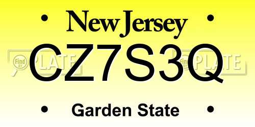 CZ7S3Q New Jersey License Plate