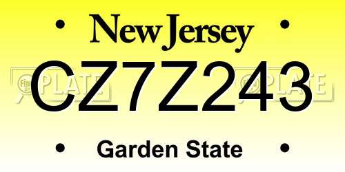 CZ7Z243 New Jersey License Plate