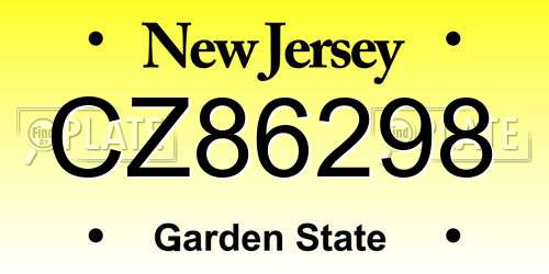 CZ86298 New Jersey License Plate